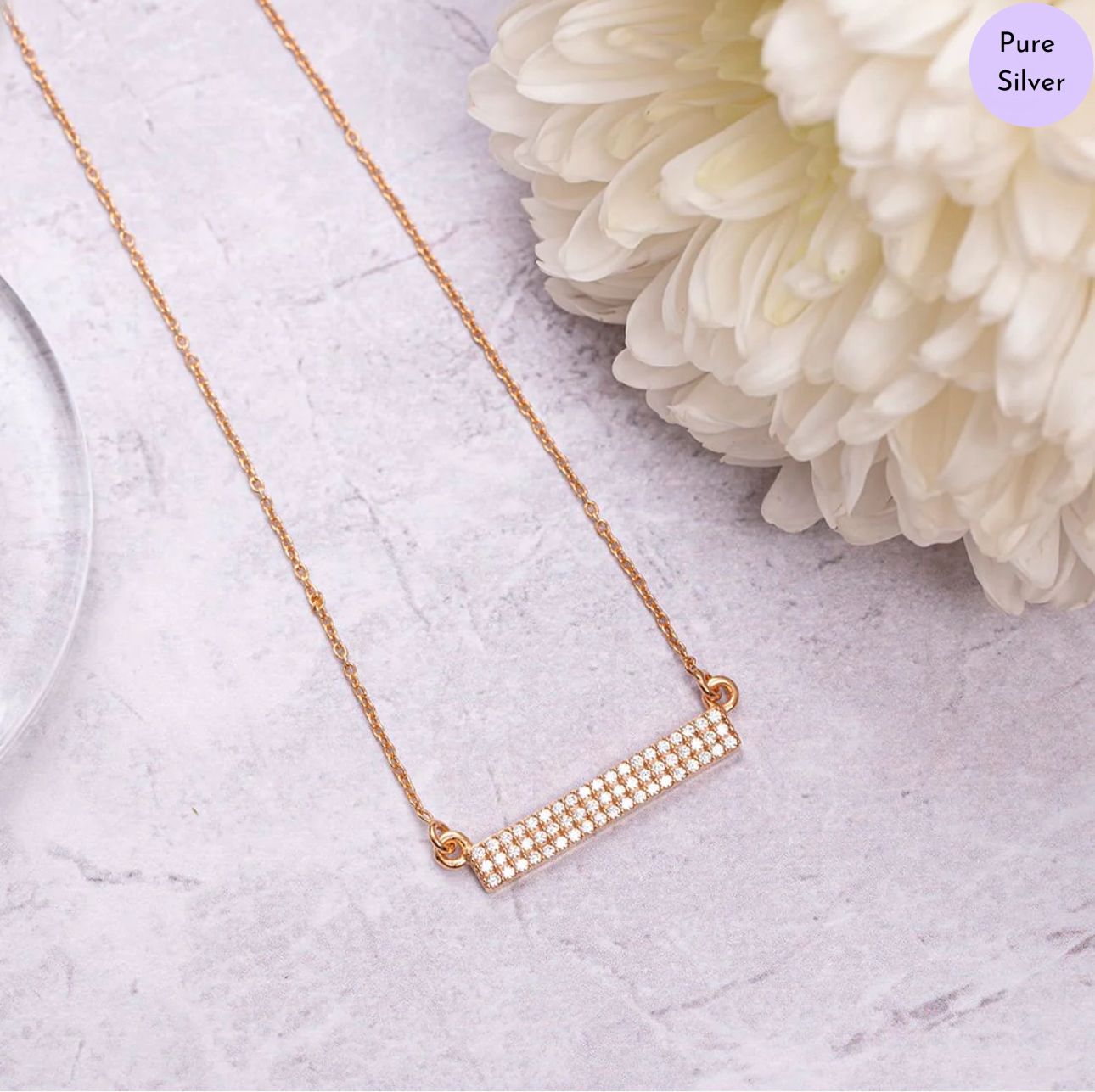CZ Glide Gold Plated 925 Sterling Silver Necklace