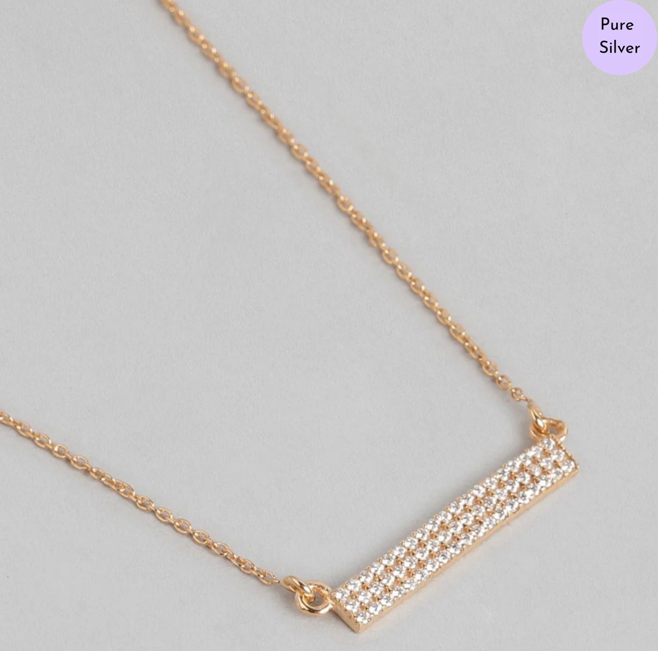 CZ Glide Gold Plated 925 Sterling Silver Necklace