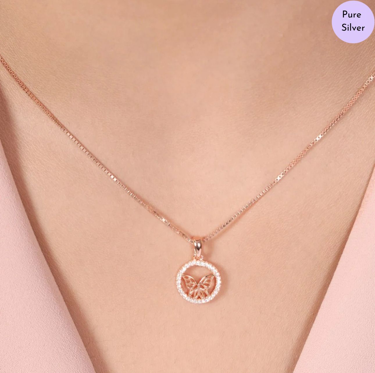 Dreamwing Rose Gold Plated 925 Sterling Silver Pendant