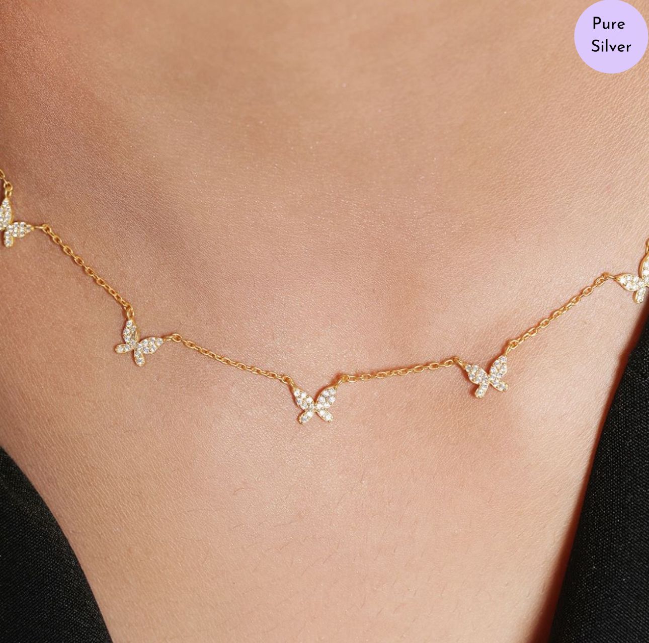Goldenora  Wings 925 Sterling Silver Butterfly Necklace