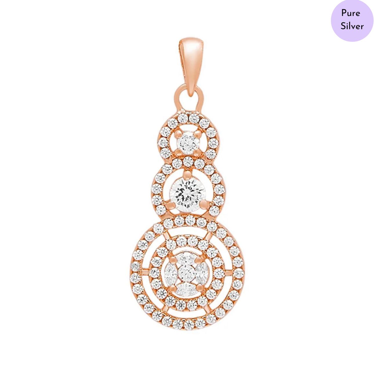 Eterna Circle Rose Gold Plated 925 Sterling Silver Pendant With Chain