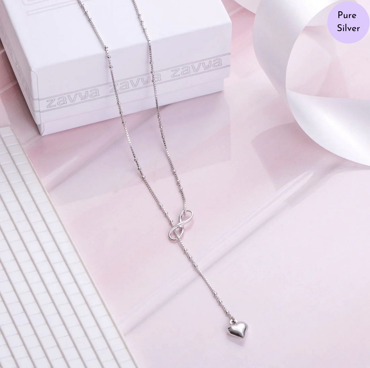 Infinite Love 925 Sterling Silver Rhodium Plated Necklace