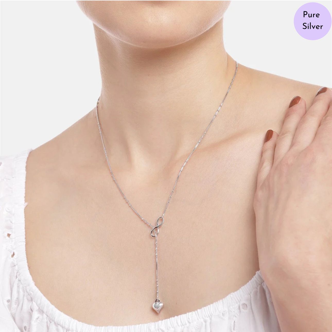 Infinite Love 925 Sterling Silver Rhodium Plated Necklace