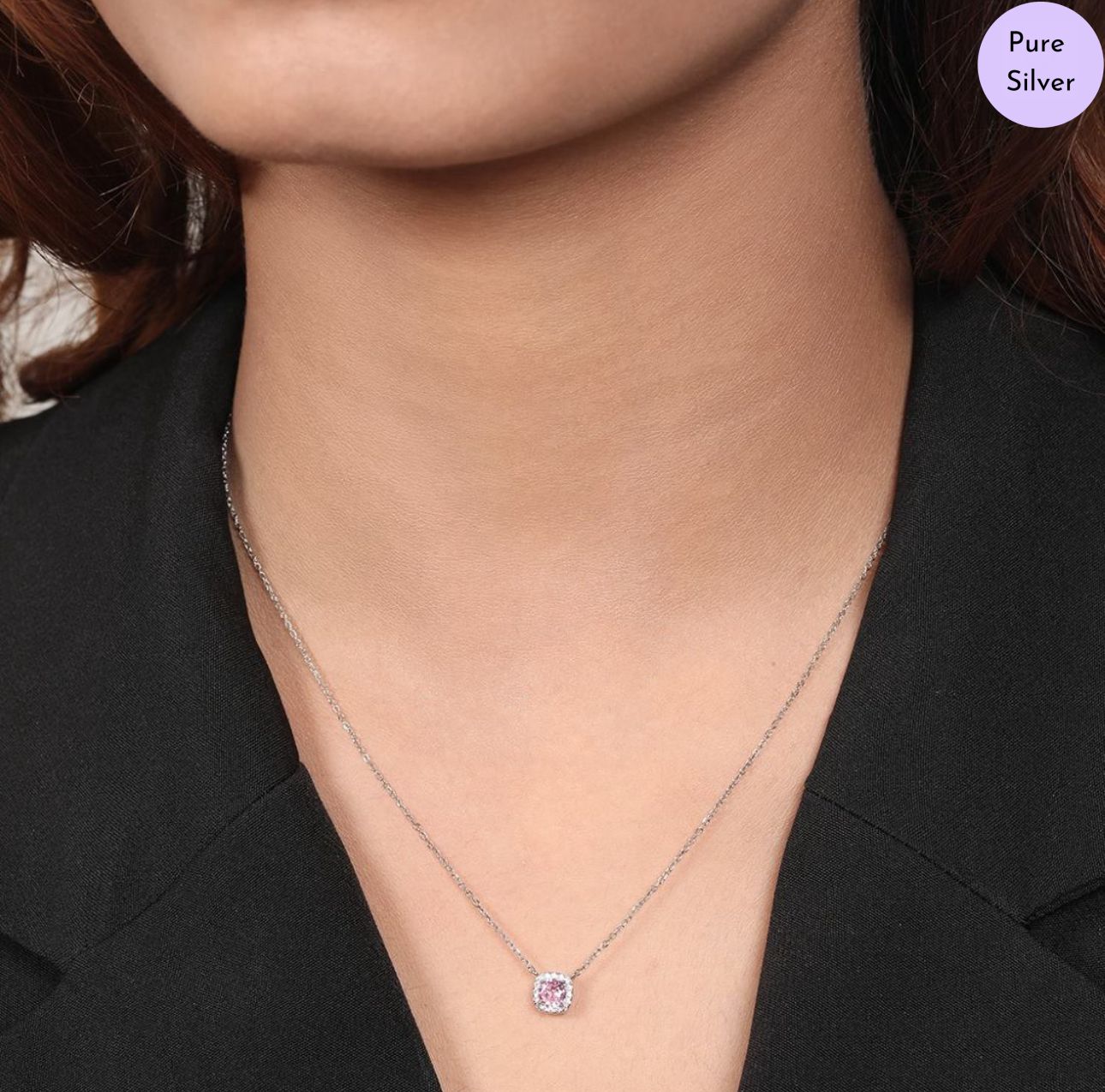 Celeste Circle hodium Plated 925 Sterling Silver Necklace