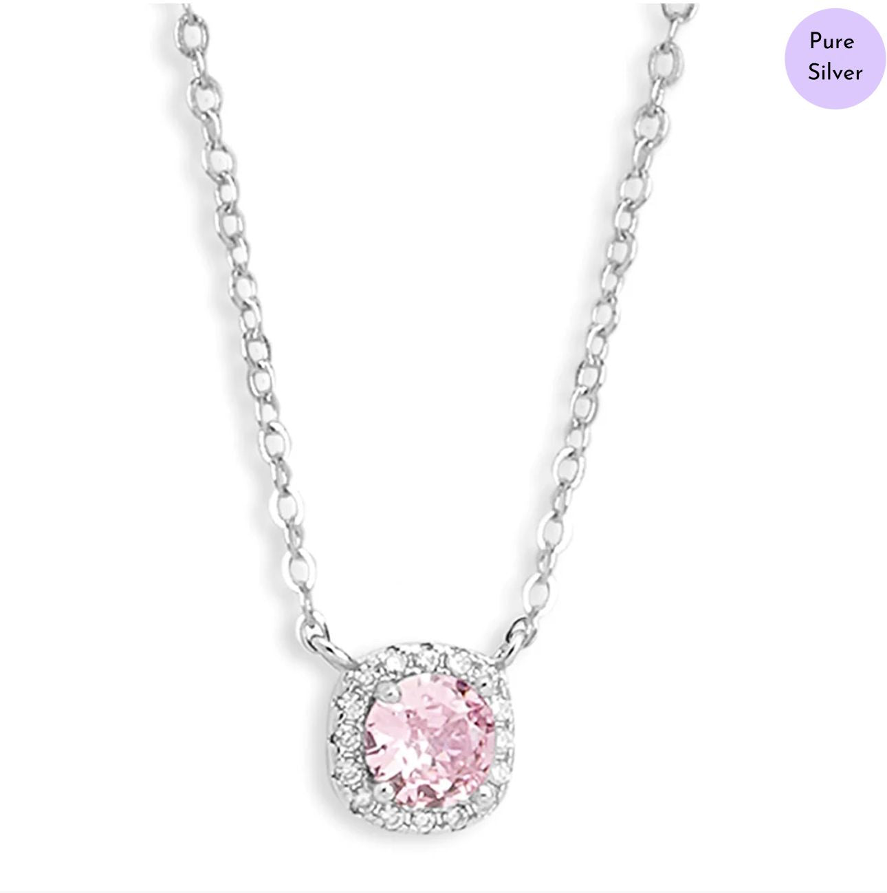 Celeste Circle hodium Plated 925 Sterling Silver Necklace