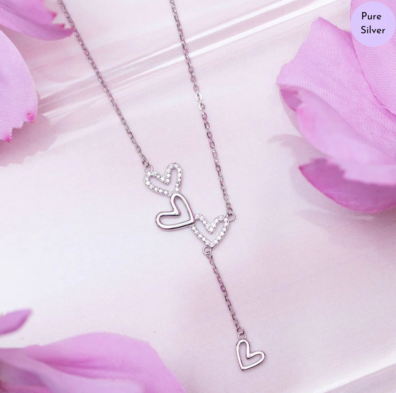 Delicate Heart Rhodium Plated 925 Sterling Silver Necklace