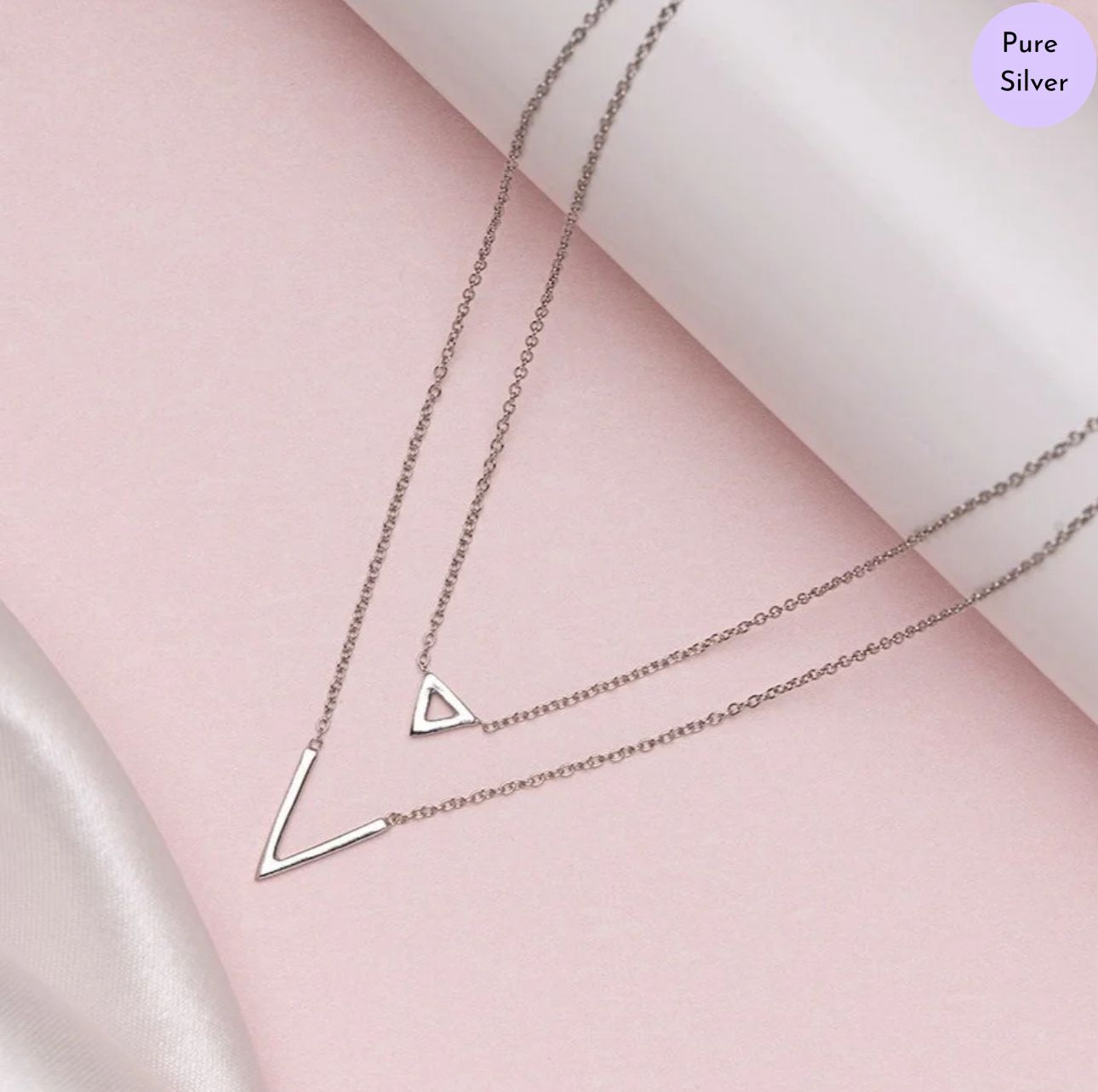 Twin Gleam Chain Rhodium Plated 925 Sterling Silver Necklace