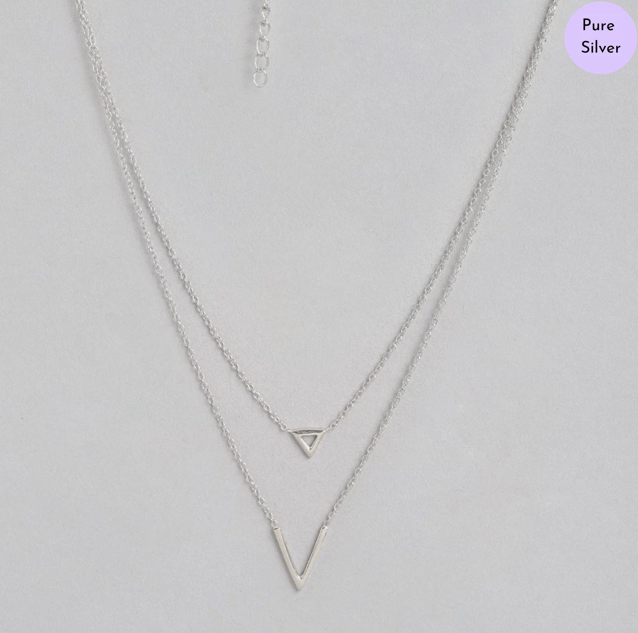 Twin Gleam Chain Rhodium Plated 925 Sterling Silver Necklace