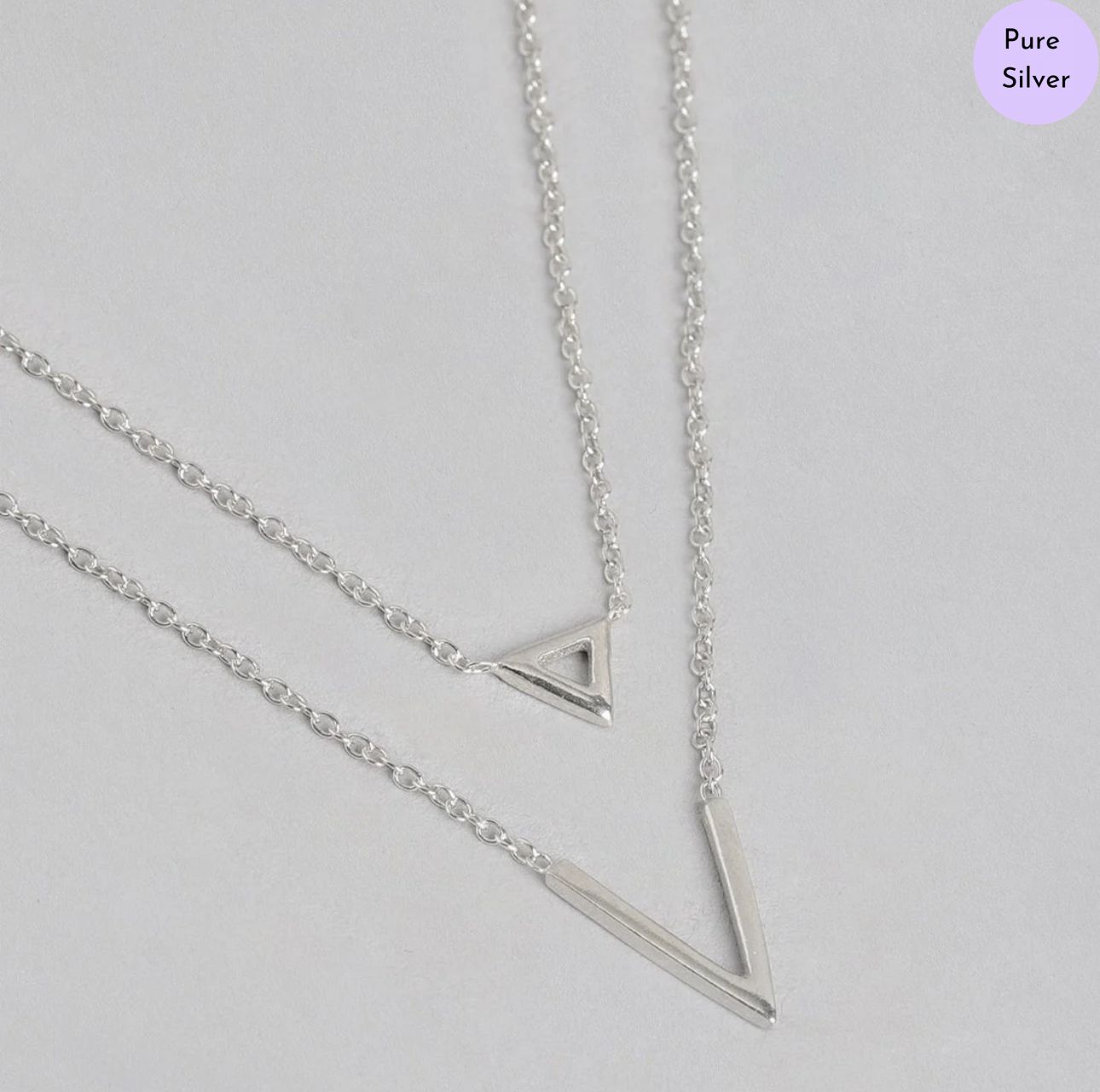 Twin Gleam Chain Rhodium Plated 925 Sterling Silver Necklace