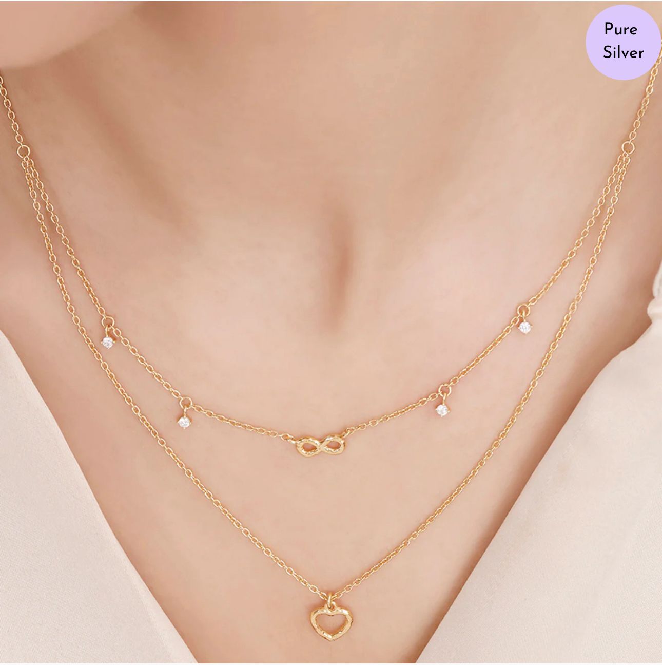 LuxeHeart Gold Plated 925 Sterling Silver Necklace