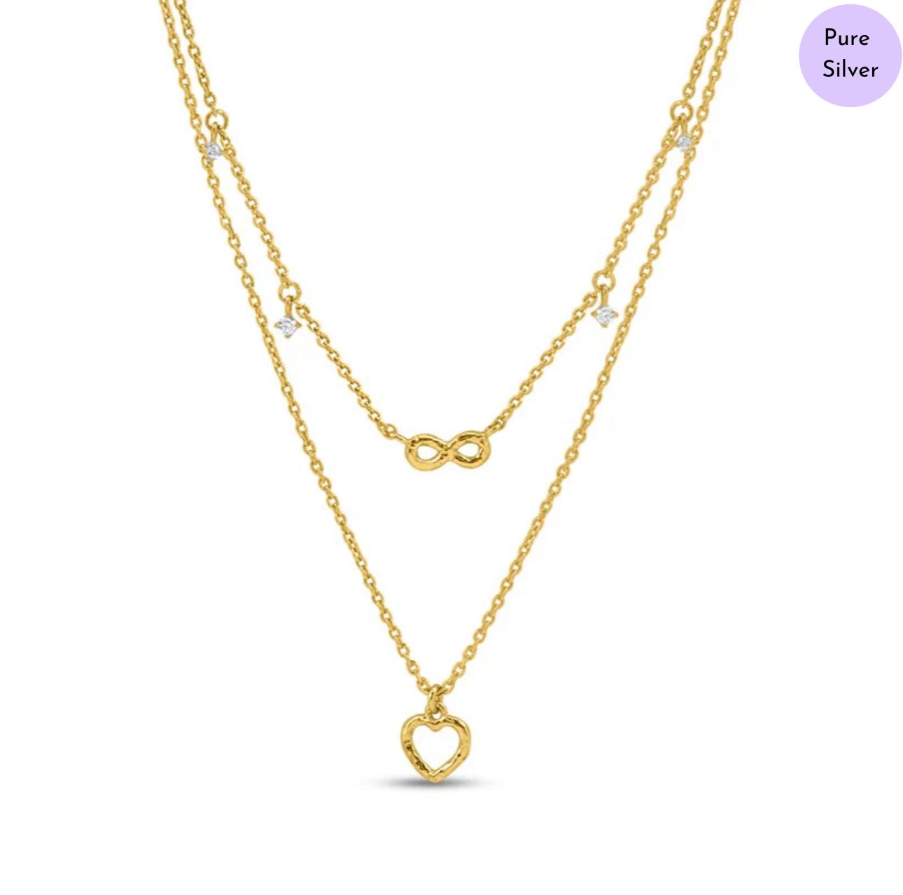 LuxeHeart Gold Plated 925 Sterling Silver Necklace