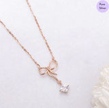 Twinkle Bow Rose-Gold 925 Sterling Silver Necklace