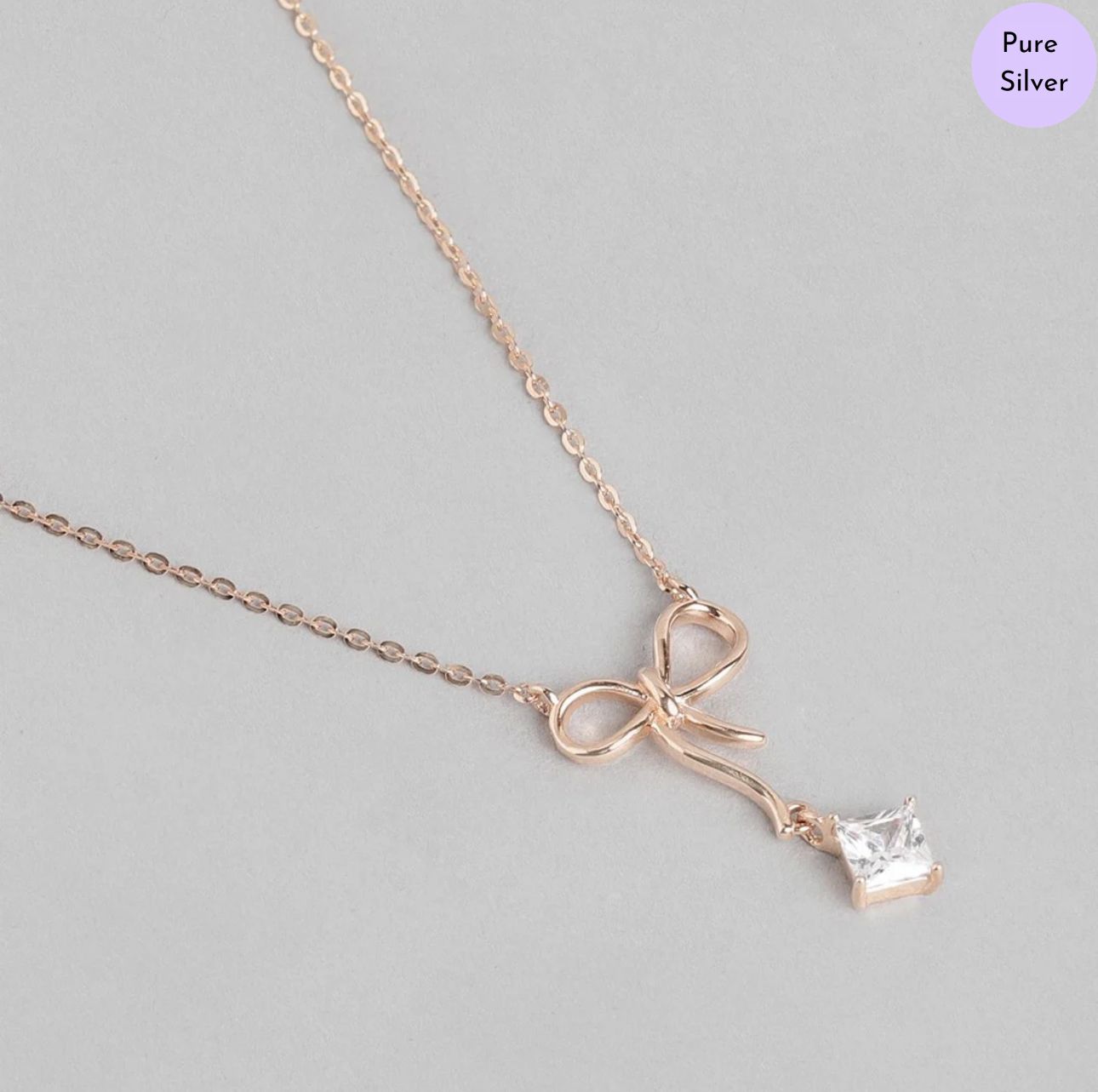 Twinkle Bow Rose-Gold 925 Sterling Silver Necklace