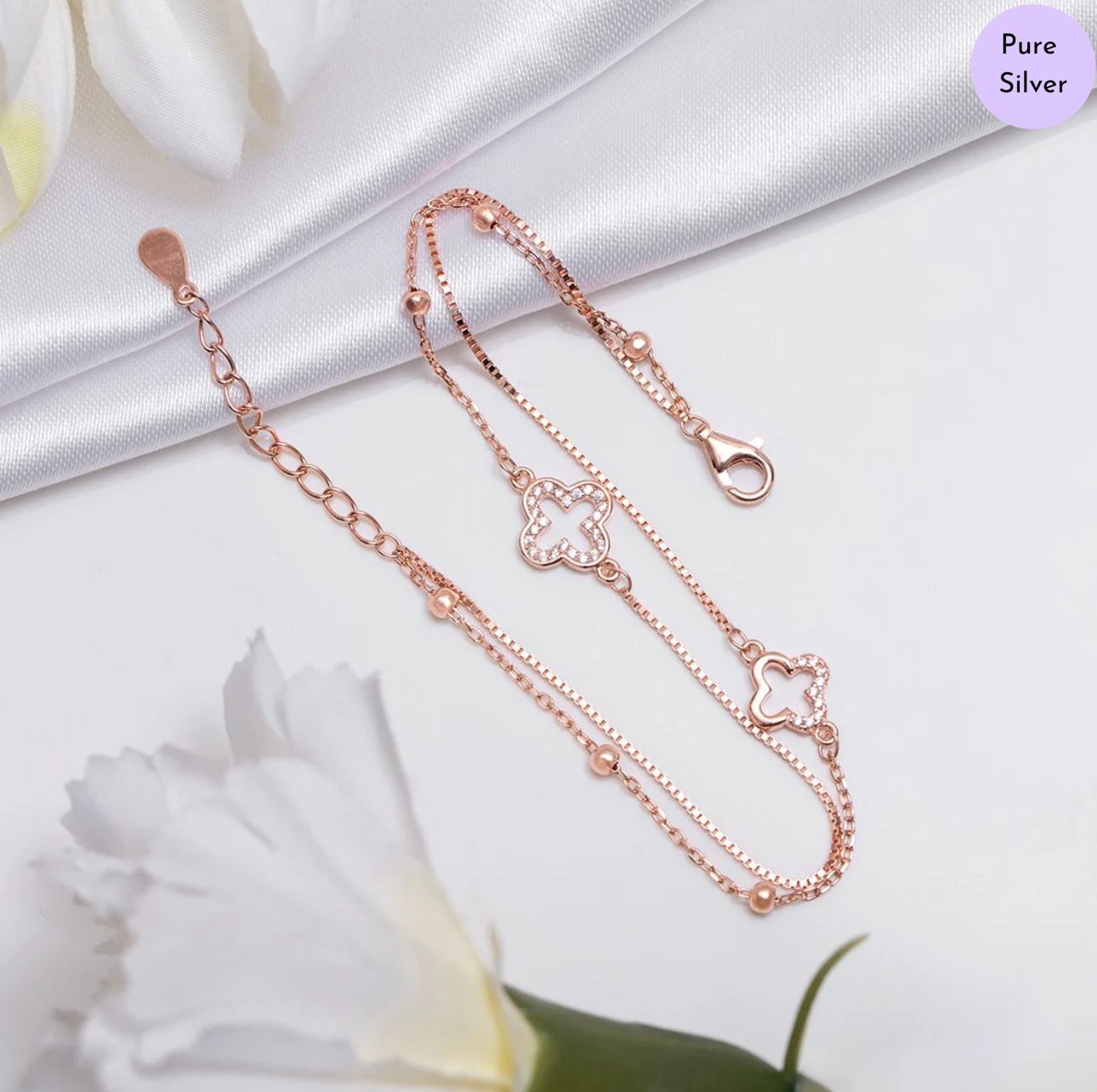 Aluna Duo  Rose Gold Plated 925 Sterling Silver Bracelet