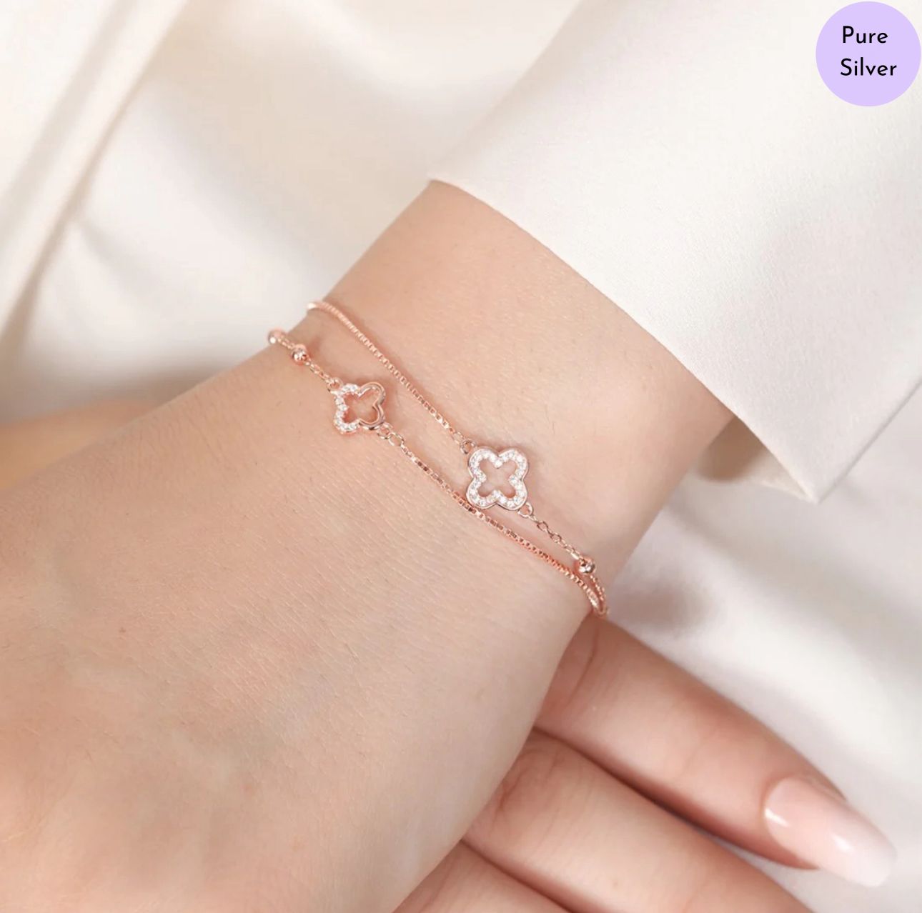Aluna Duo  Rose Gold Plated 925 Sterling Silver Bracelet