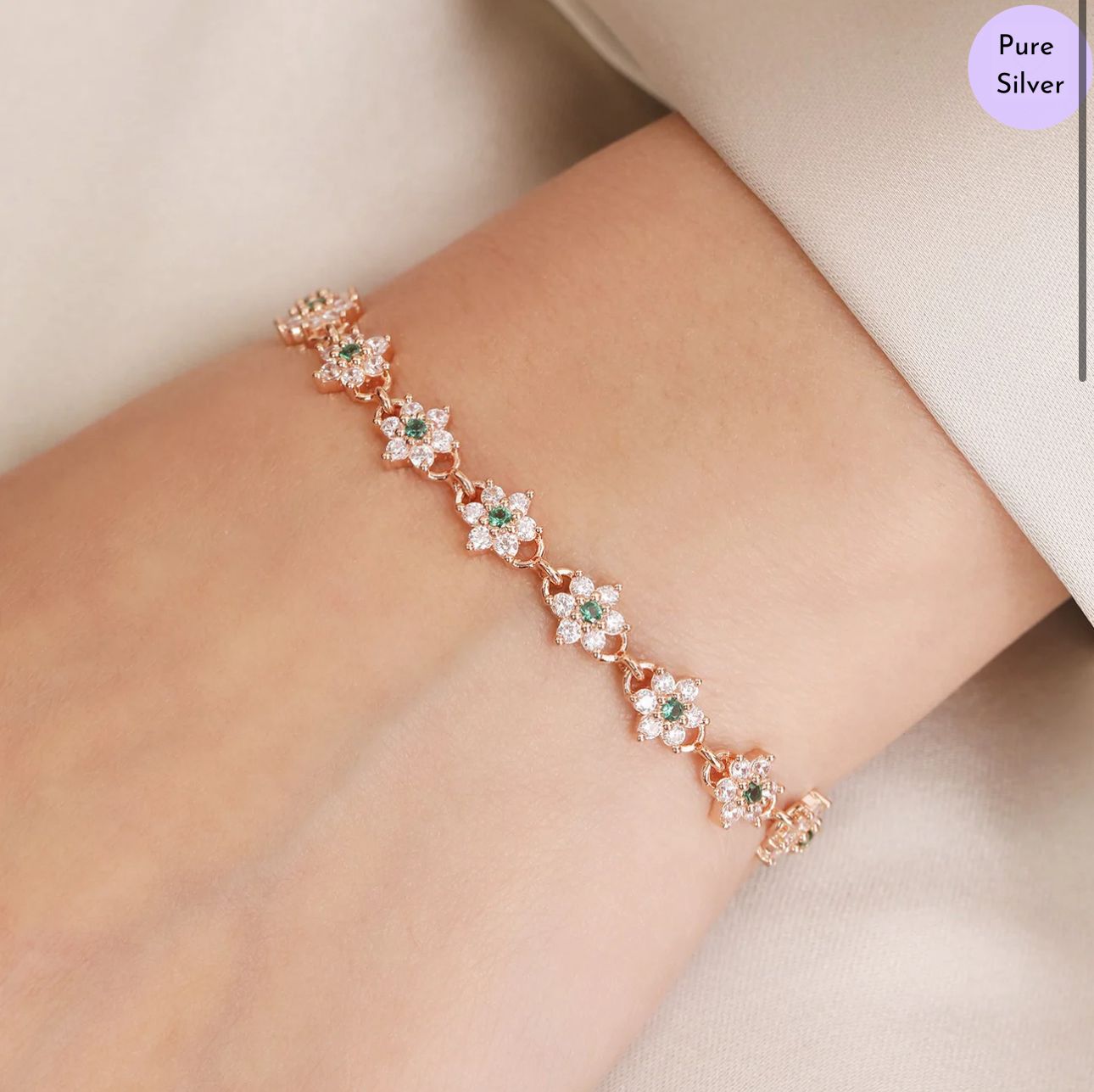 Rose bloom Gold Plated 925 Sterling Silver Bracelet