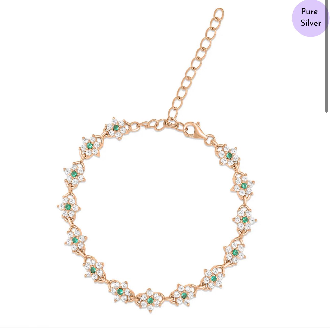 Rose bloom Gold Plated 925 Sterling Silver Bracelet