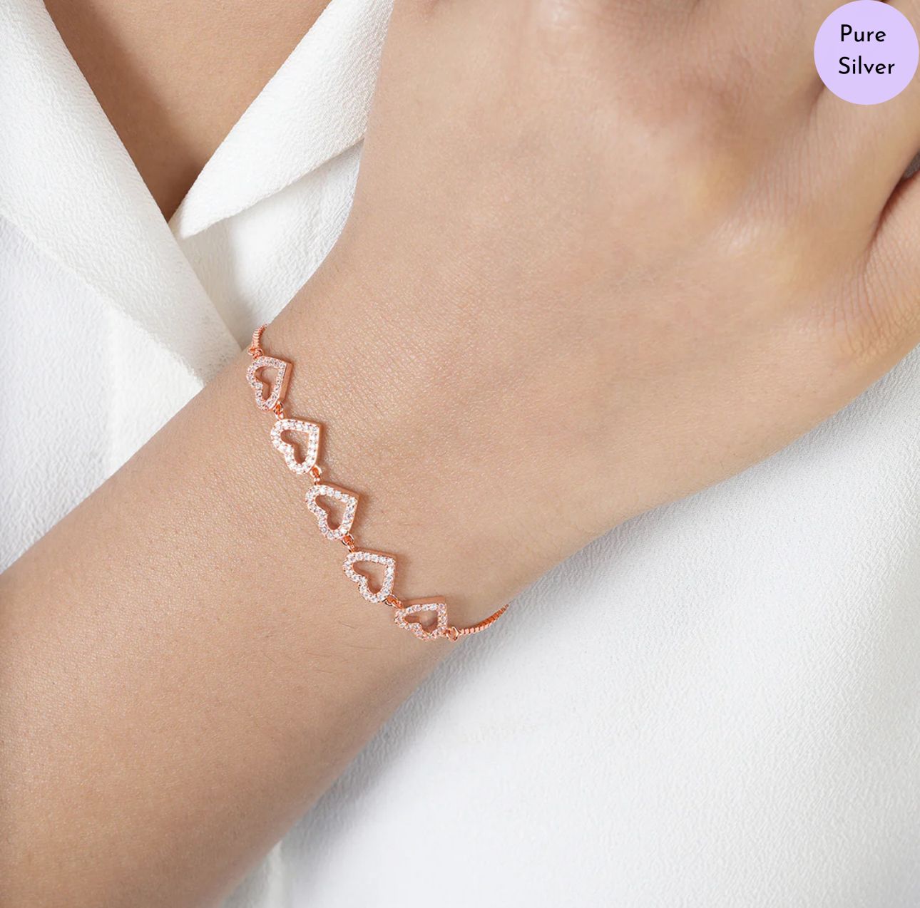 Petal Heart Gold Plated 925 Sterling Silver Bracelet