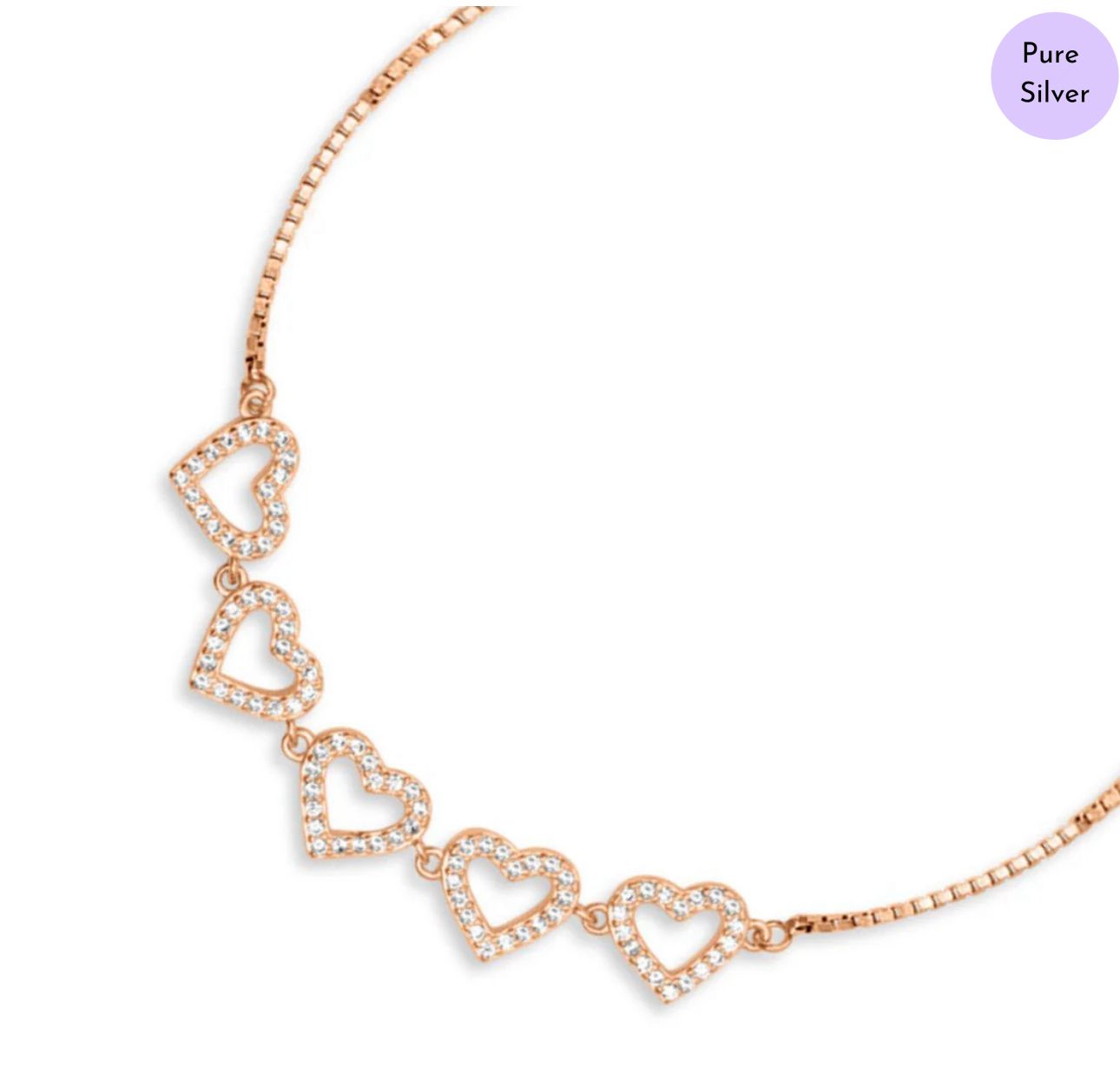 Petal Heart Gold Plated 925 Sterling Silver Bracelet