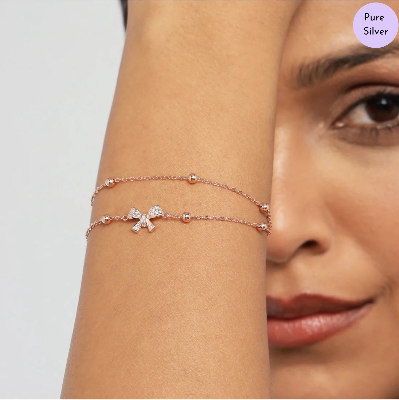 Bella Bow  Rose Gold Plated 925 Sterling Silver Bracelet