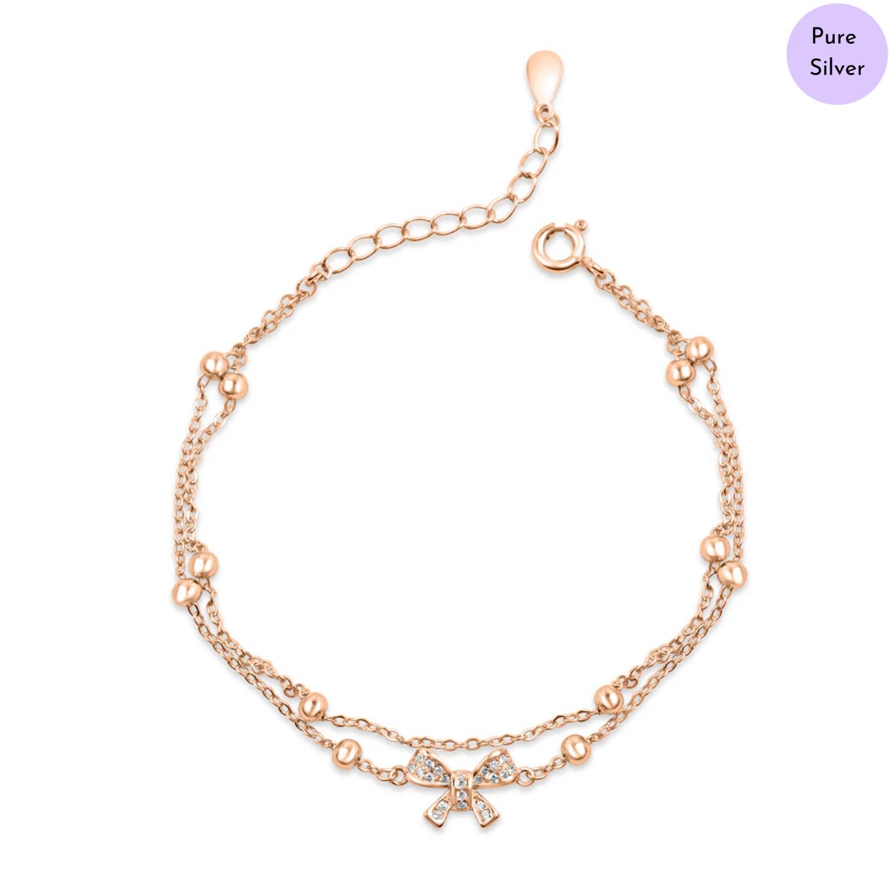 Bella Bow  Rose Gold Plated 925 Sterling Silver Bracelet