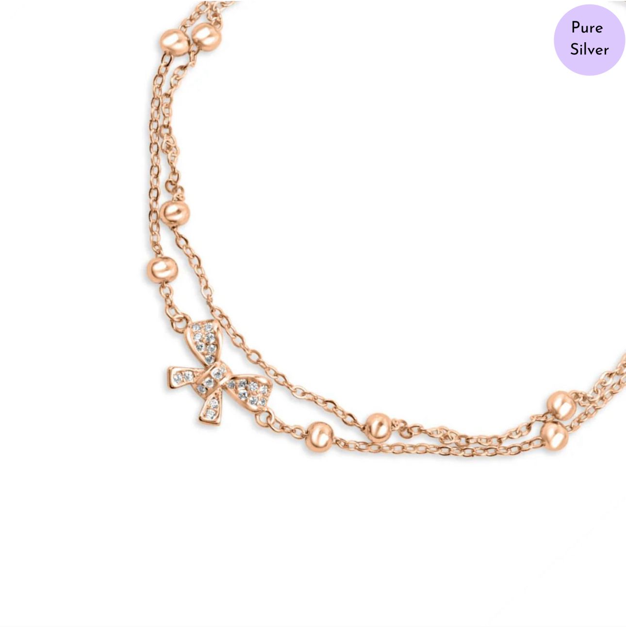 Bella Bow  Rose Gold Plated 925 Sterling Silver Bracelet