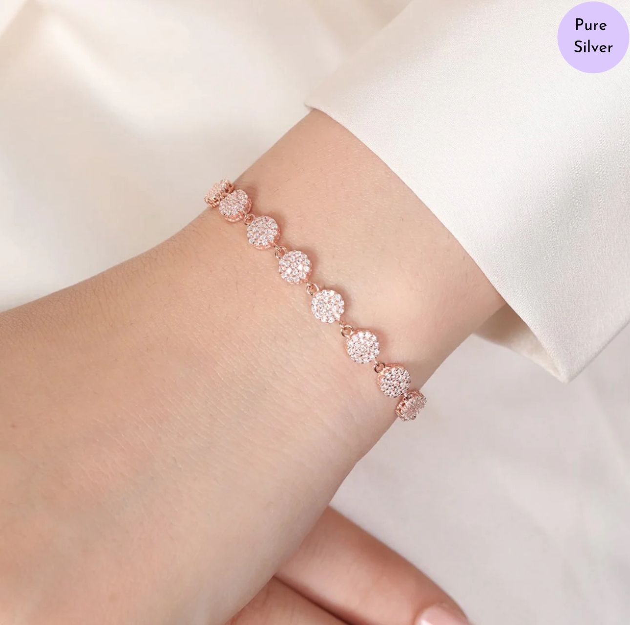 Blossom Ray  Rose Gold Plated 925 Sterling Silver Flower Bracelet