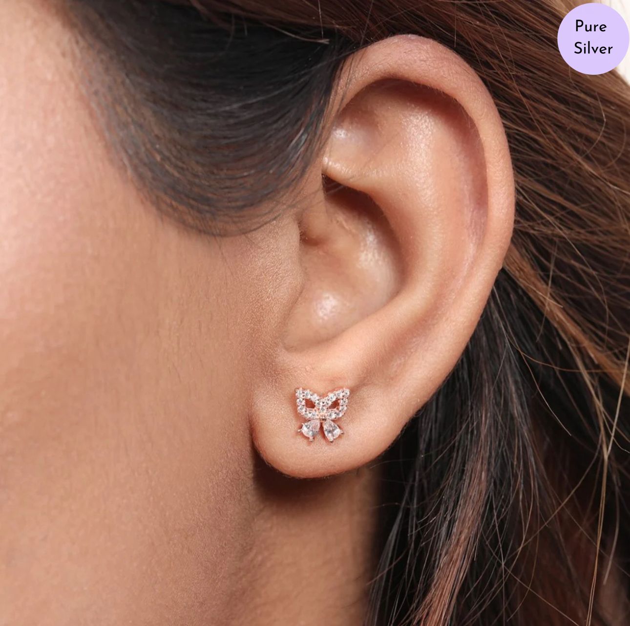 Aureafly Rose Gold Plated 925 Sterling Silver Stud Earrings