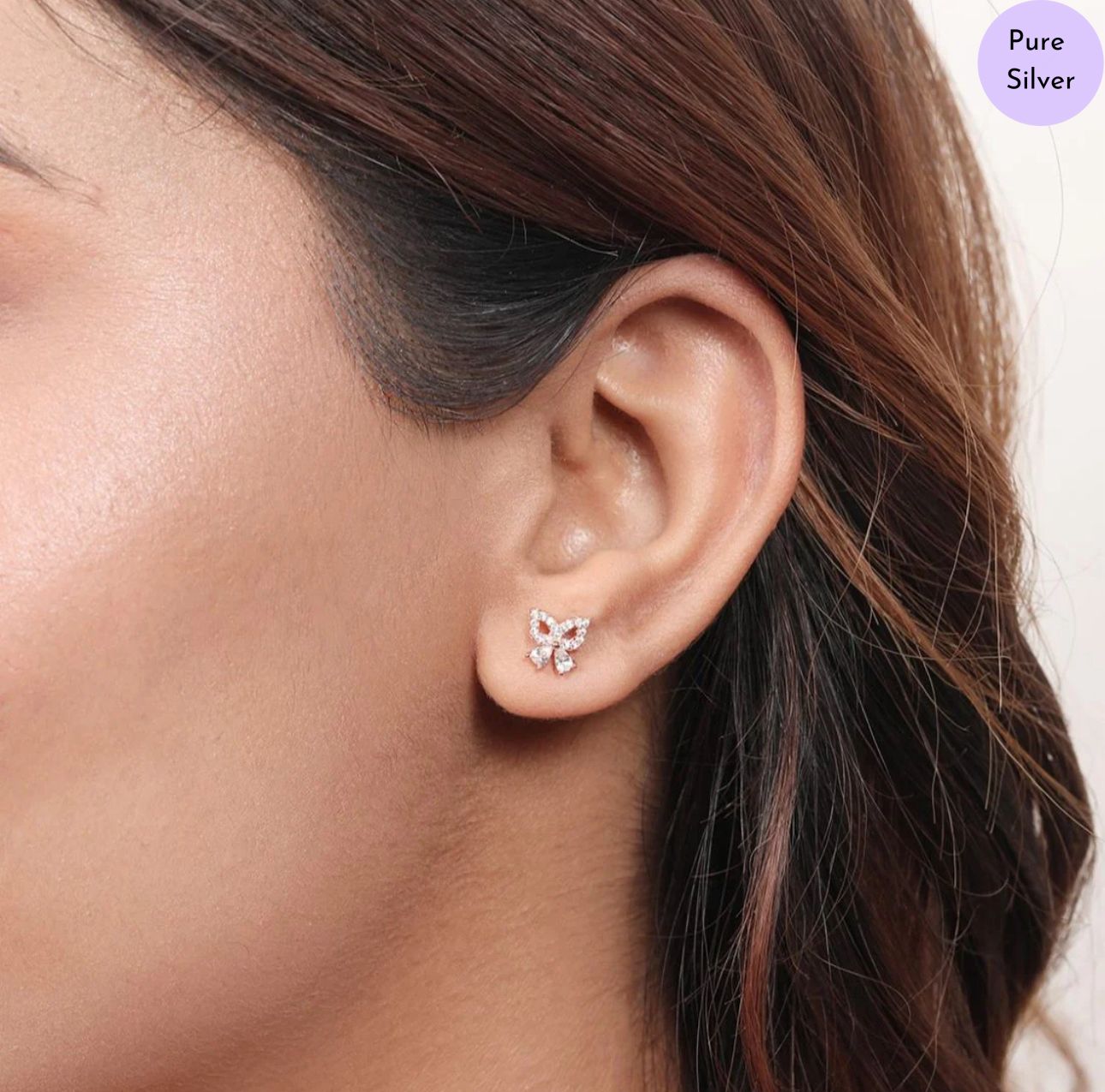 Aureafly Rose Gold Plated 925 Sterling Silver Stud Earrings