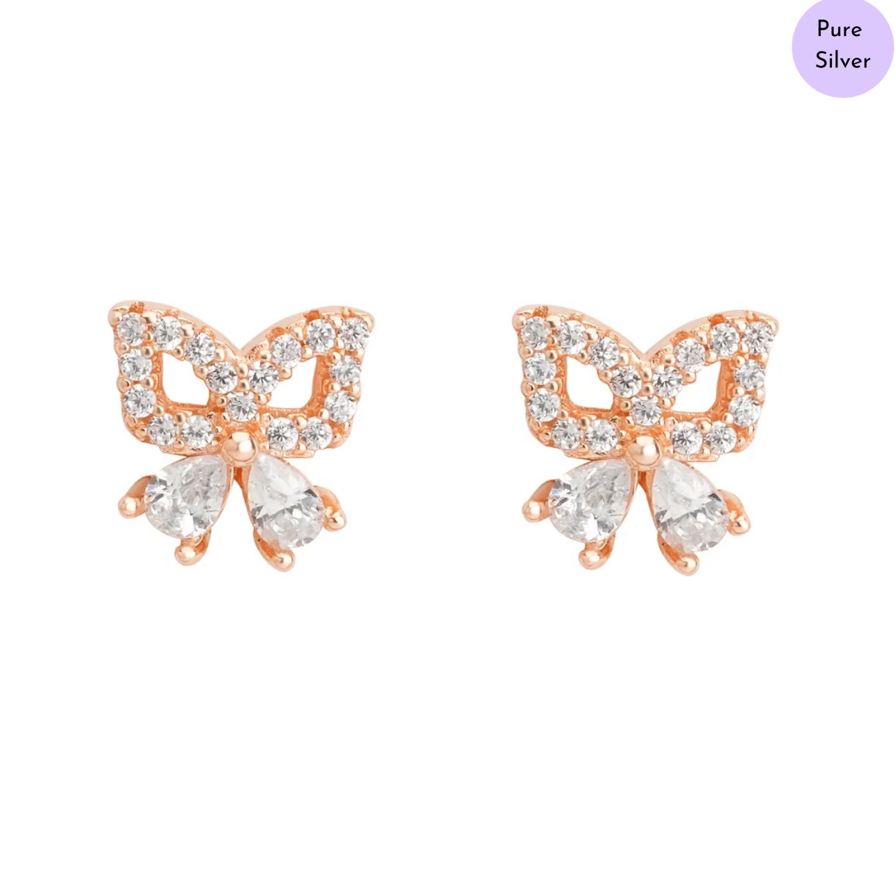 Aureafly Rose Gold Plated 925 Sterling Silver Stud Earrings