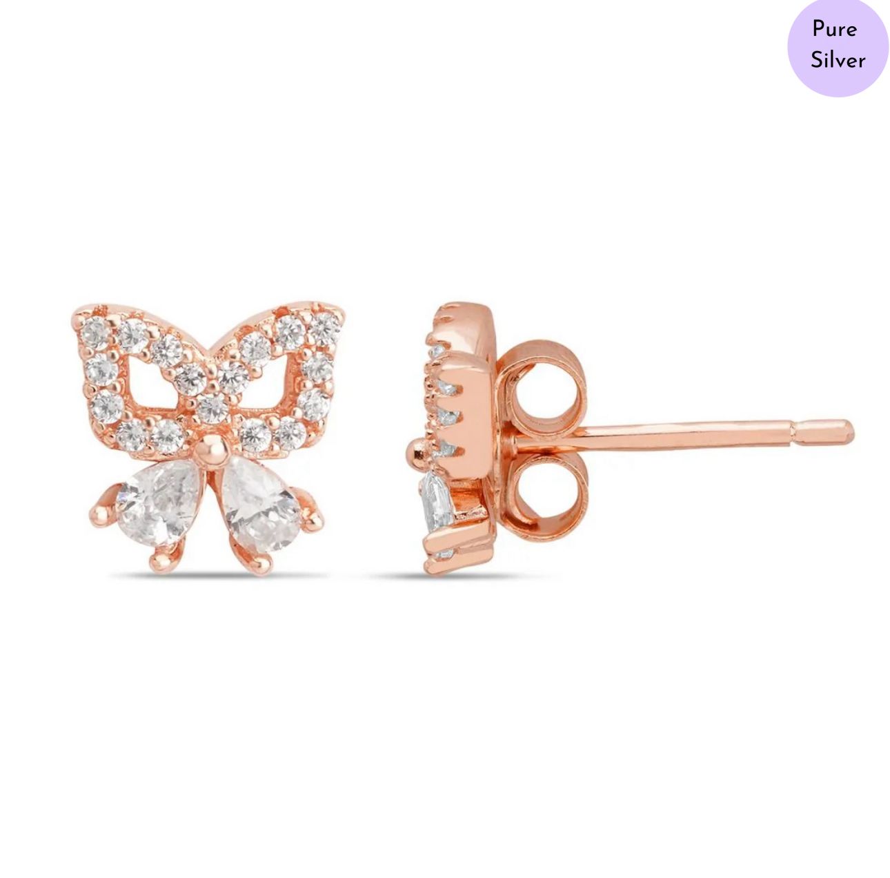 Aureafly Rose Gold Plated 925 Sterling Silver Stud Earrings