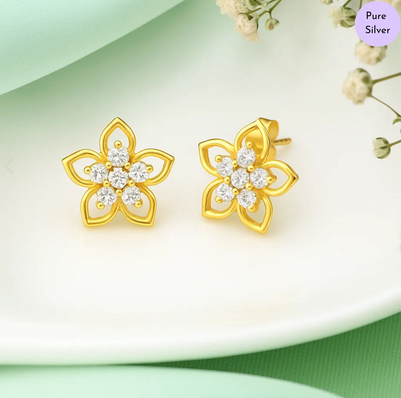 Rosina  Gold Plated 925 Sterling Silver Earrings