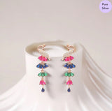 Peaflore Rose Gold Plated Cubic Zirconia 925 Sterling Silver Drop Earrings