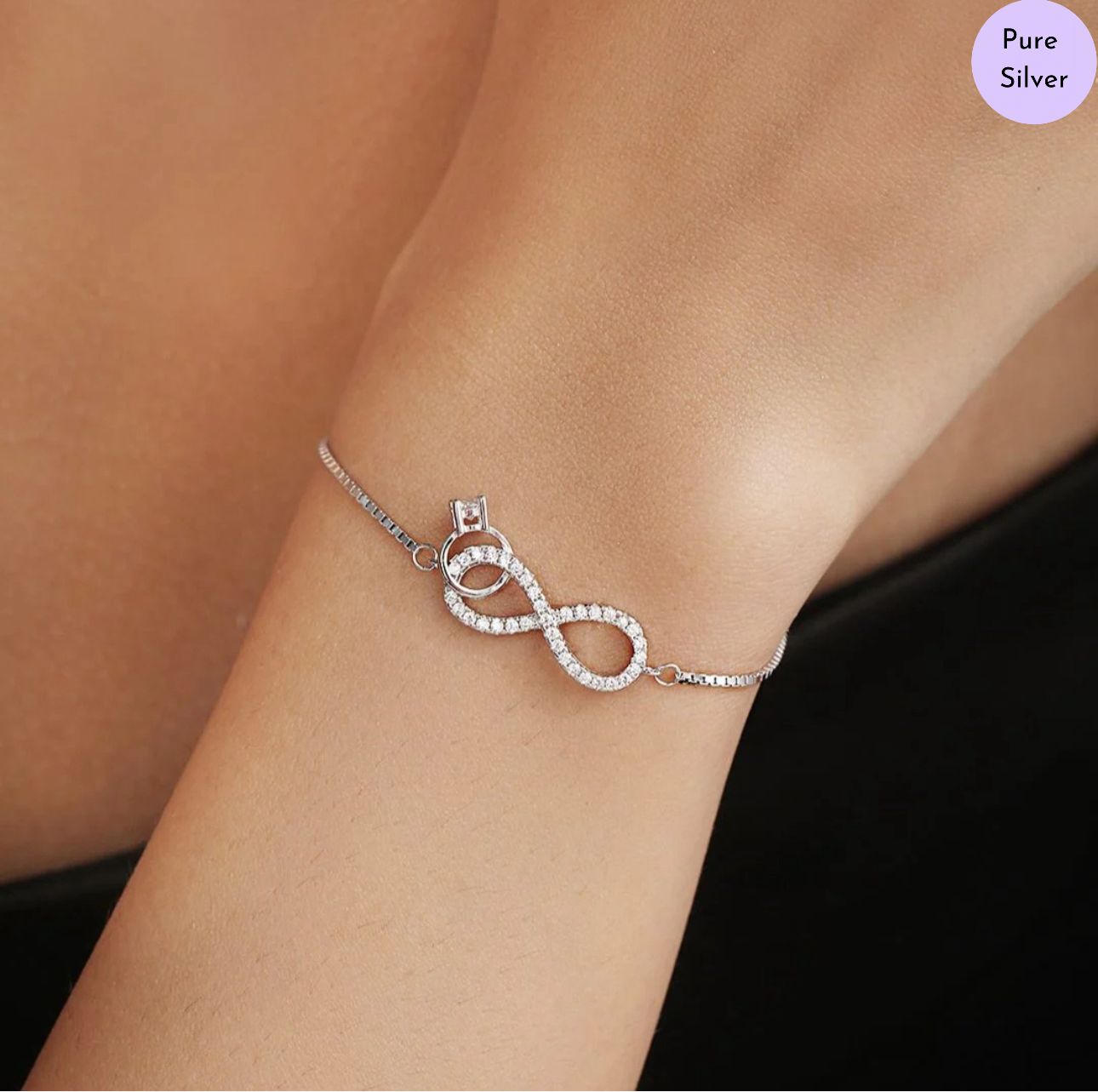 Infivya  Rhodium Plated 925 Sterling Silver Bracelet