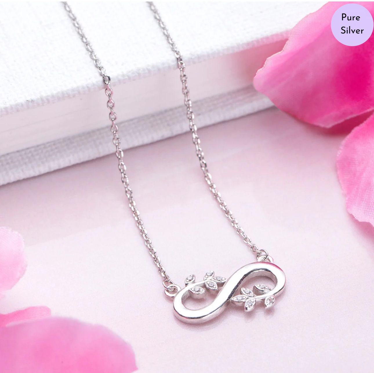 Flora fine Rhodium Plated 925 Sterling Silver Necklace