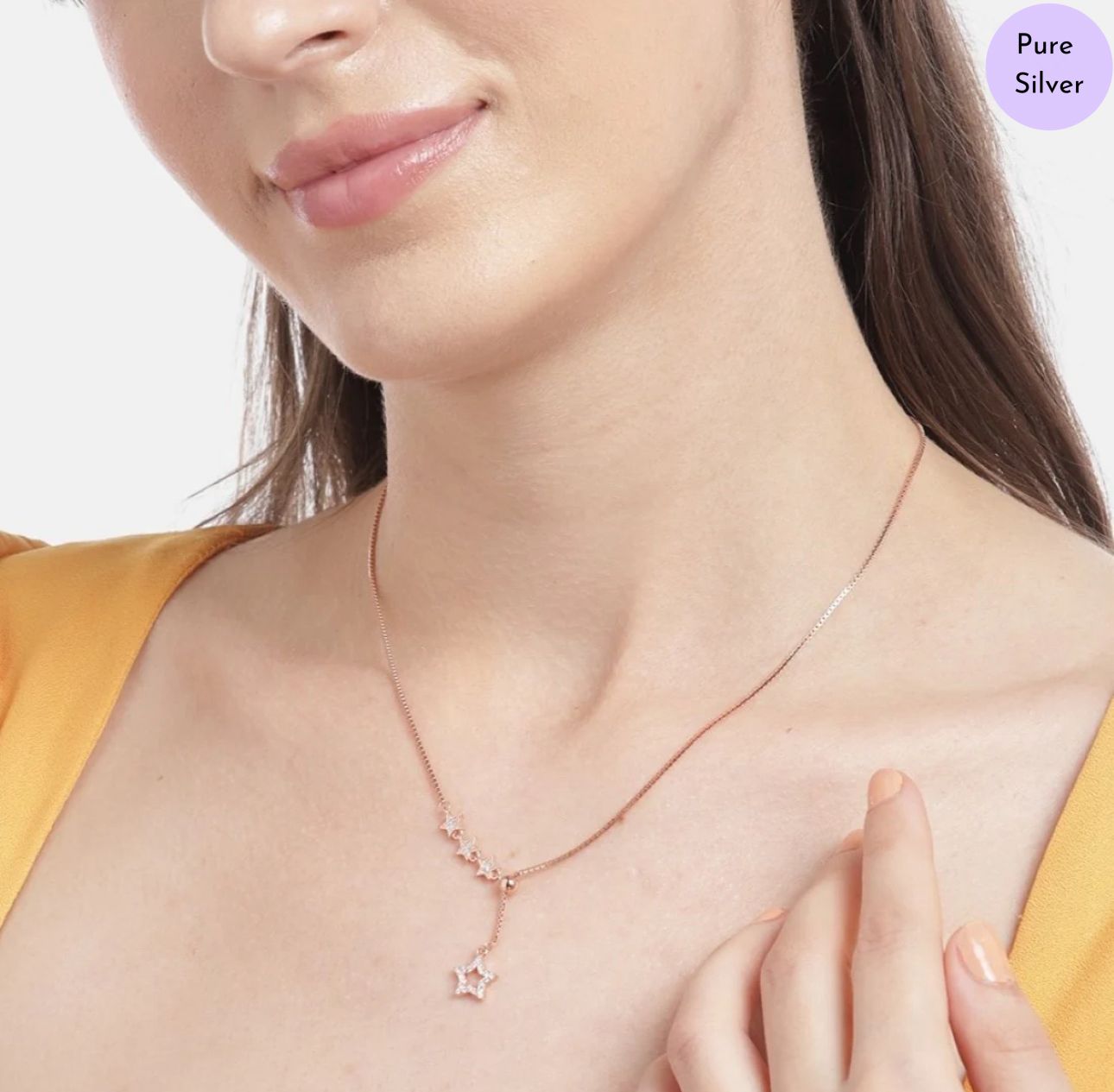 Stella nova Rose Gold Plated 925 Sterling Silver Star Necklace