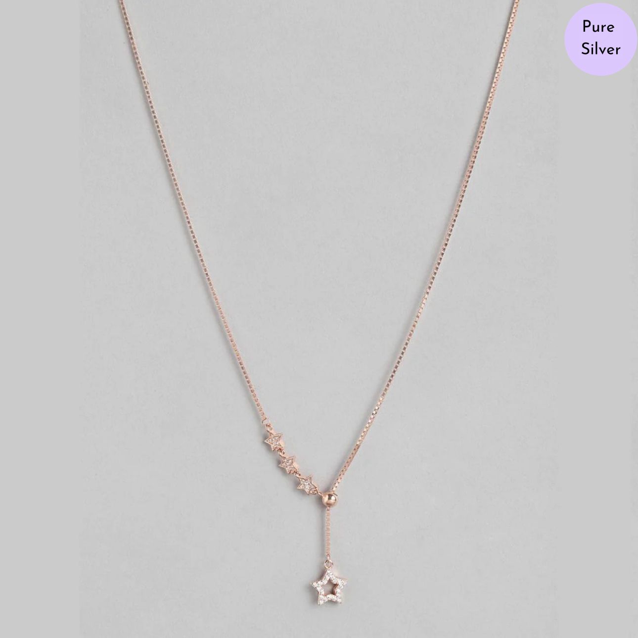 Stella nova Rose Gold Plated 925 Sterling Silver Star Necklace