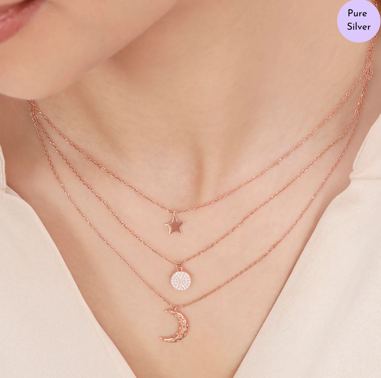 Fine Threads Rose Gold Plated 925 Sterling Silver Necklace