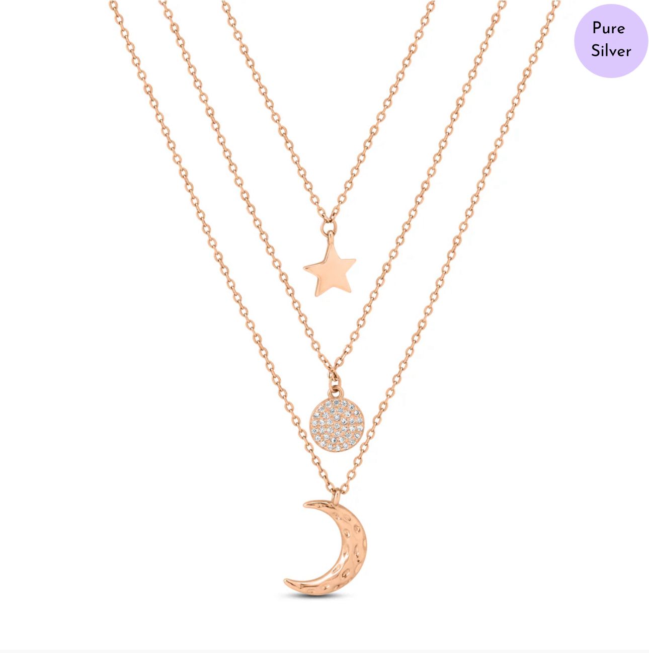 Fine Threads Rose Gold Plated 925 Sterling Silver Necklace