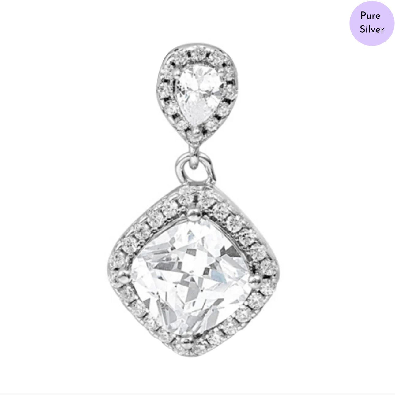 Haloria Gem Rhodium Plated 925 Sterling Silver Pendants