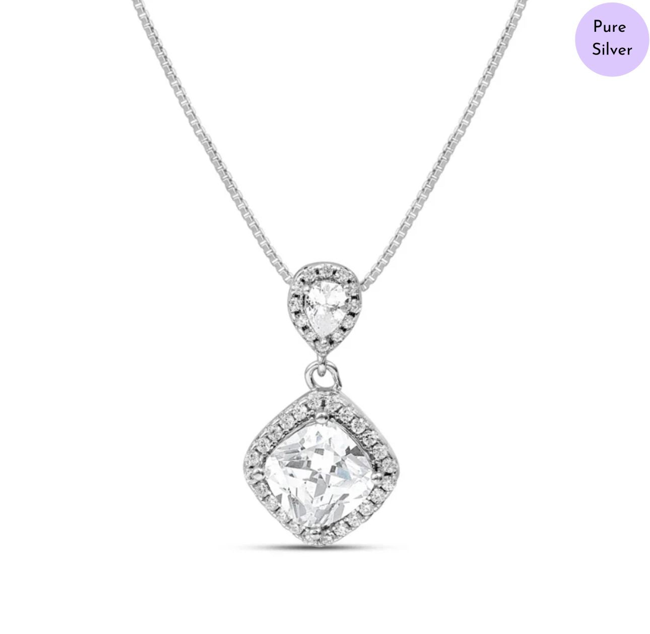 Haloria Gem Rhodium Plated 925 Sterling Silver Pendants