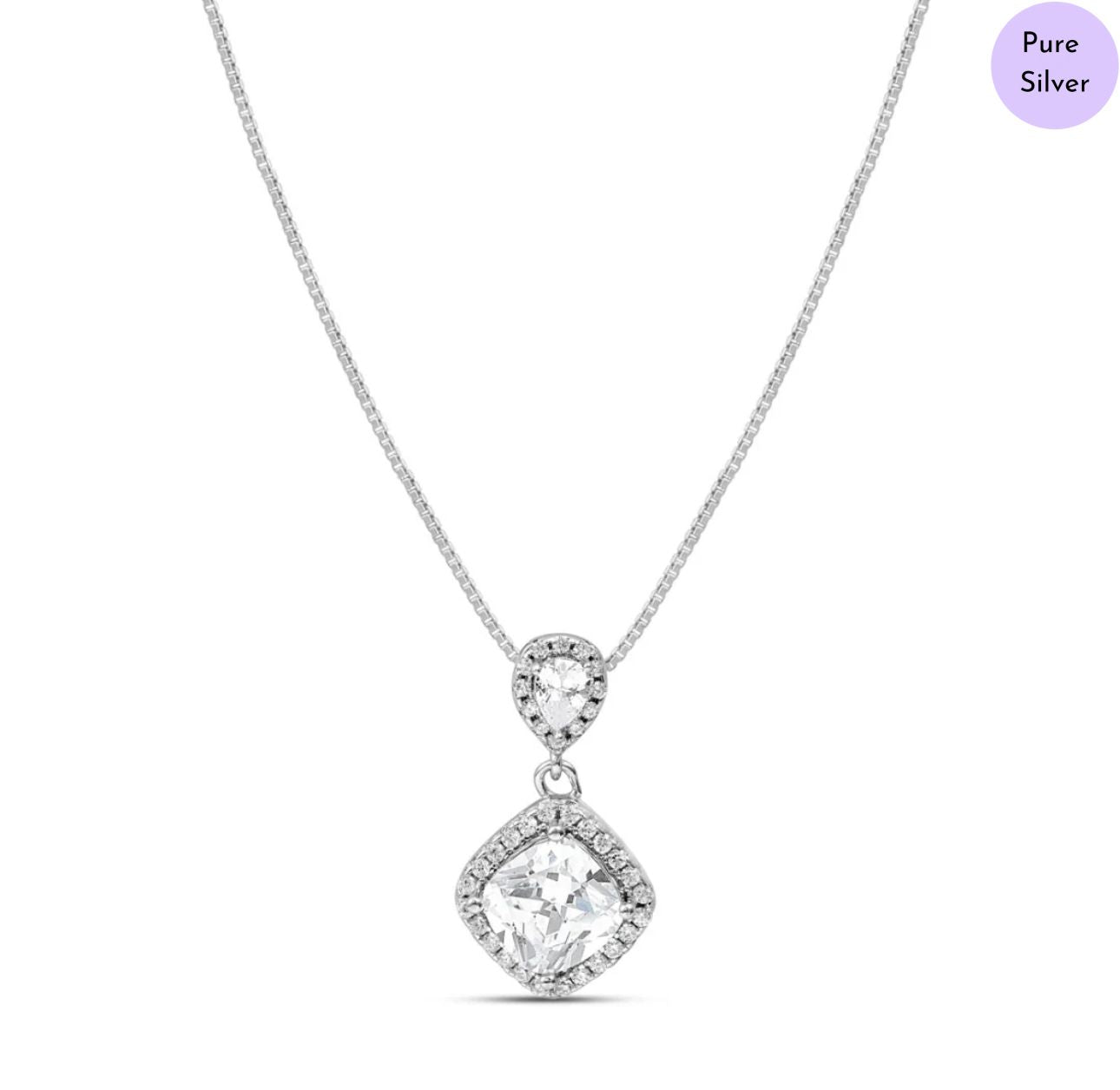 Haloria Gem Rhodium Plated 925 Sterling Silver Pendants