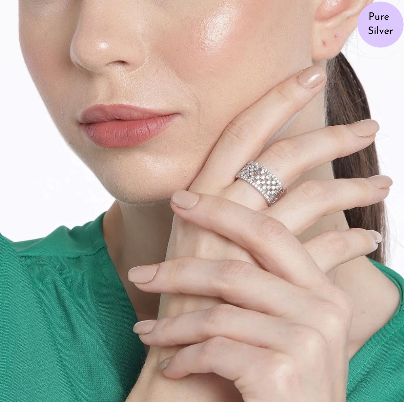 Serenity Twist Rhodium-Plated 925 Sterling Silver Abstract Ring