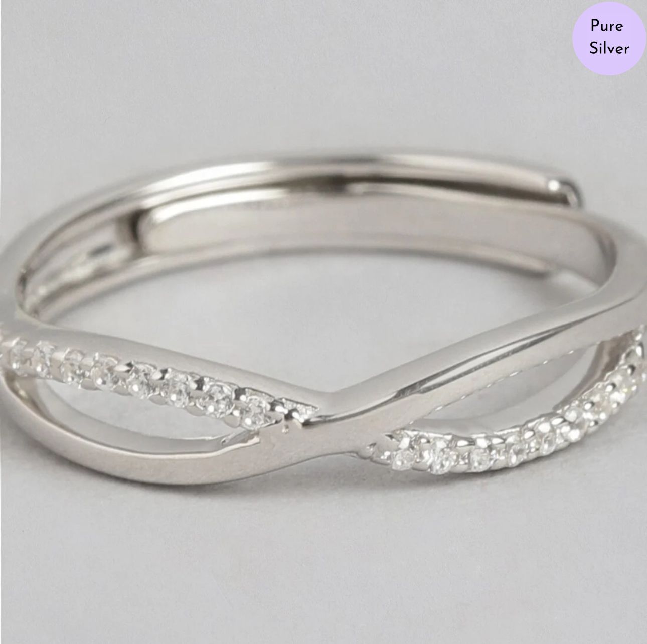 Forever Sparkle Rhodium-Plated 925 Sterling Silver Infinity Ring