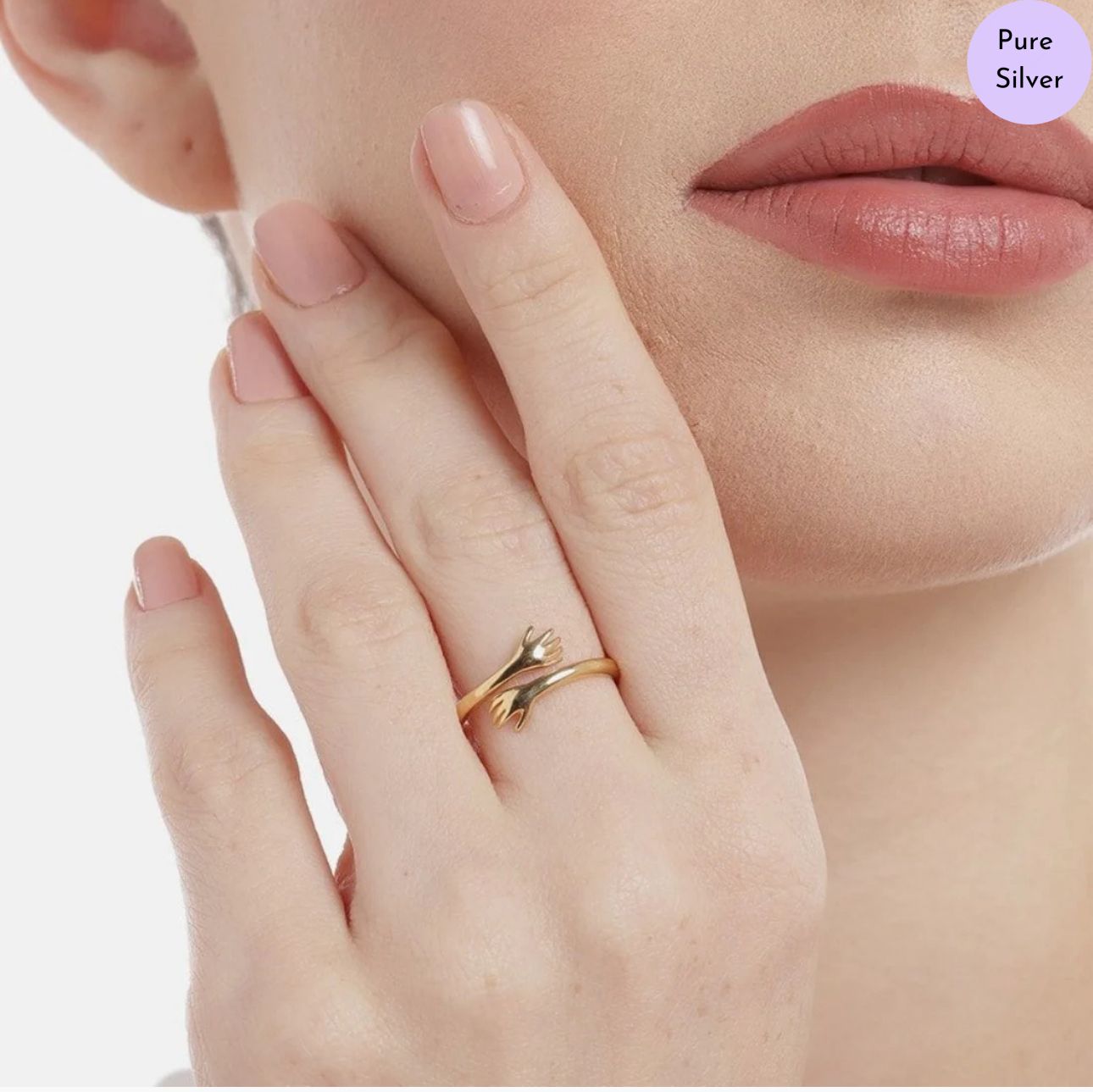 Everlasting Hug Gold Plated 925 Sterling Silver Hug Ring