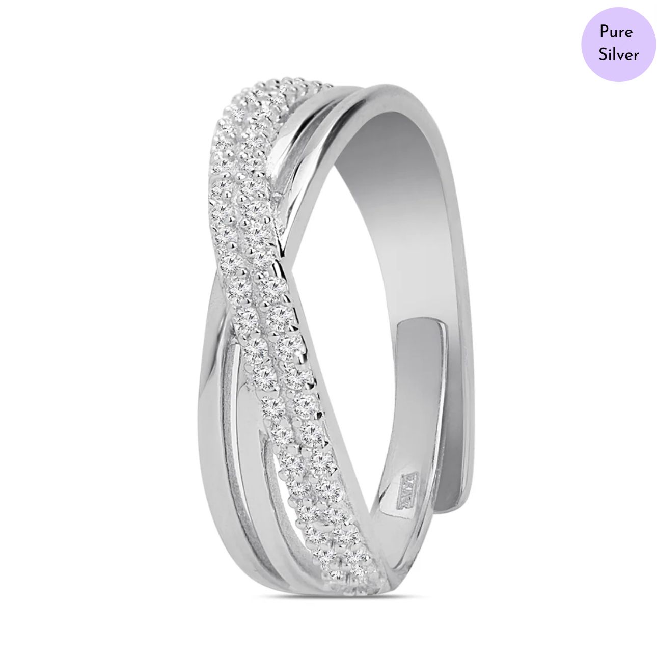 Divine Elegance Rhodium Plated 925 Sterling Silver Women's Ring