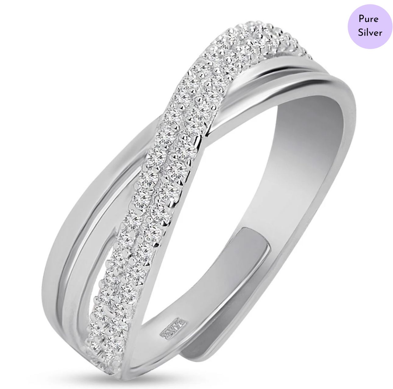 Divine Elegance Rhodium Plated 925 Sterling Silver Women's Ring