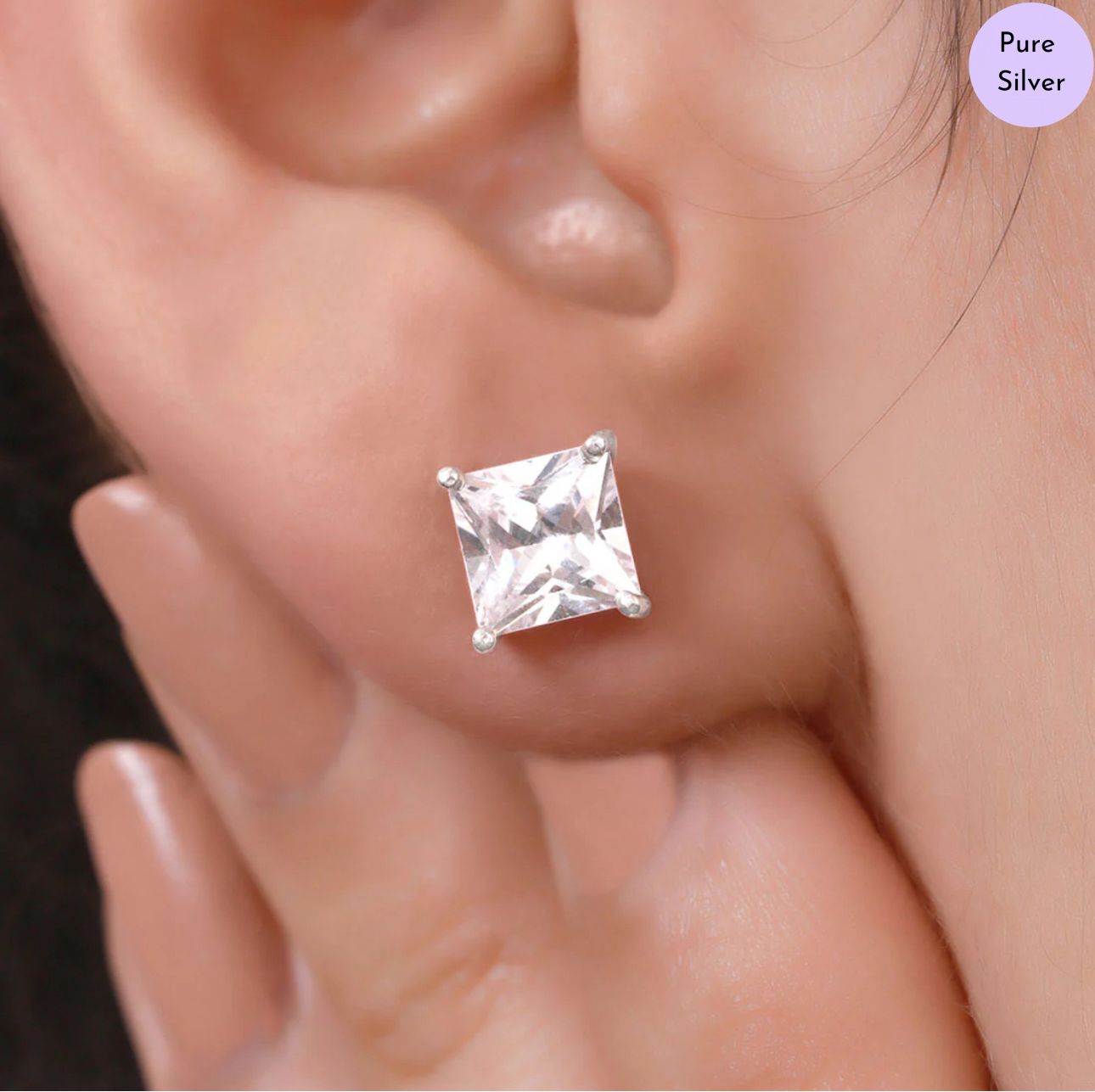 Princess Dream 925 Sterling Silver Stud Earrings