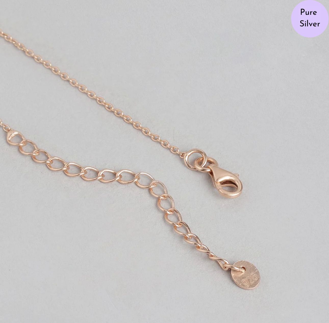 Crystal Deer  CZ Rose Gold Plated 925 Sterling Silver Necklace