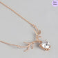 Crystal Deer  CZ Rose Gold Plated 925 Sterling Silver Necklace